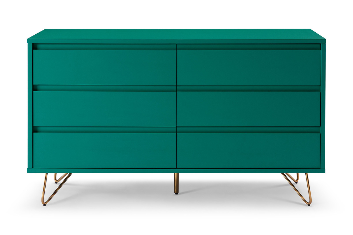 SalesFever Kommode mit 6 Schubladen in Grün und Gold, B/T/H: 150 x 42,5 x 70 cm - Bild 1