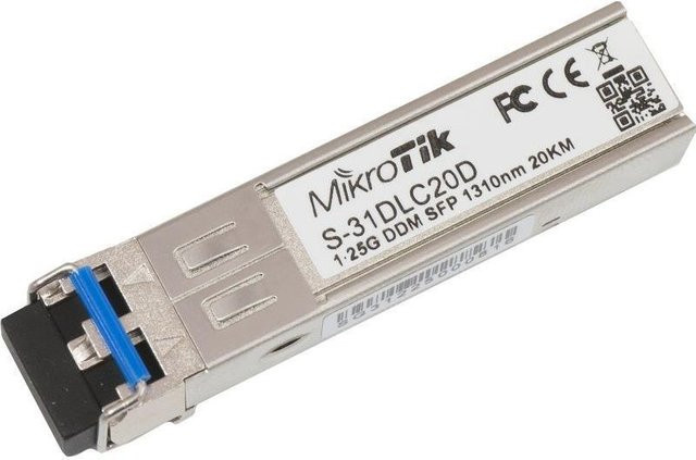 MikroTik S-31DLC20D SFP LX-LC Transceiver 1.25G 1310nm 20km DDM in Silber - Bild 1