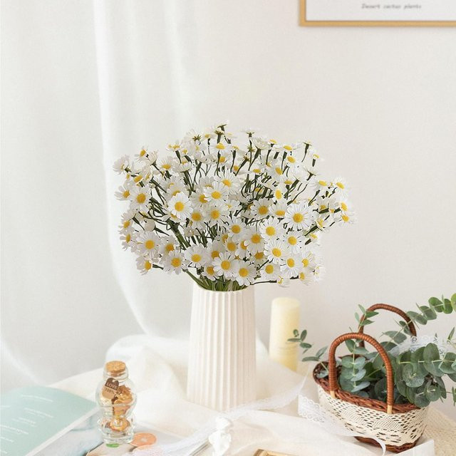 ZQCY Künstliche Chrysanthemen in Beige und Weiß für Tischdekoration, Hochzeiten und Garten - Bild 1