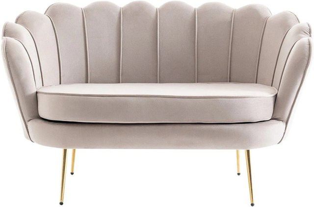 Pascal Morabito Muschelsofa Dandelion in Taupe mit Samtbezug, Breite: 124 cm - Bild 1