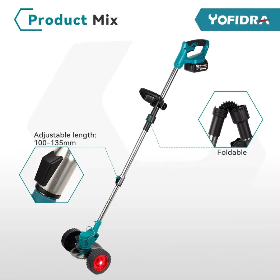 Yofidra Elektrischer Rasenmäher und kabelloser Rasentrimmer mit 2 Akkus für Makita 18 V kompatibel - Bild 3