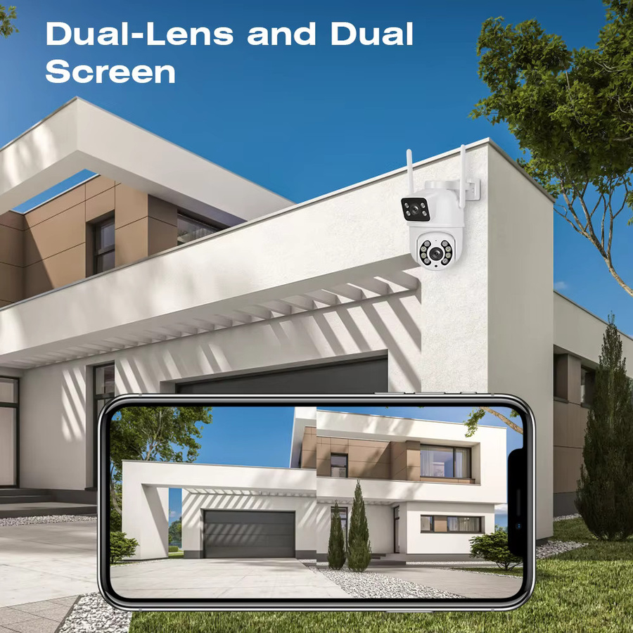 ziicam 4K 8MP Dual Lens PTZ Outdoor Sicherheitscamera mit Dual Screen, WLAN IP Kamera mit KI-Personenerkennung, Weiß - Bild 2