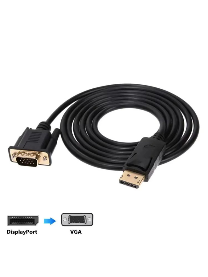 VIKEFON DisplayPort zu VGA Adapter Konverter Kabel in Schwarz, Full HD 1080p, Länge: 1,8 m - Bild 4