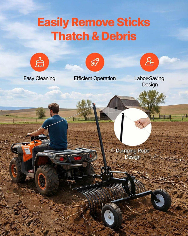 Buying Solutions MB Anbau-Landschaftsharke aus Stahl in Schwarz mit 24 langlebigen Stahlzinken, Breite: 122 cm - Bild 7