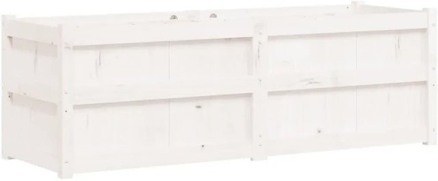 vidaXL Pflanzkübel aus Massivholz Kiefer in Weiß mit rustikaler Optik, B/T/H: 150 x 50 x 50 cm - Bild 1