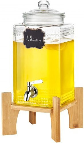 VEVOR Getränkespender aus Glas mit Edelstahl-Zapfhahn und Ständer, 5,5 l, transparent - Bild 1