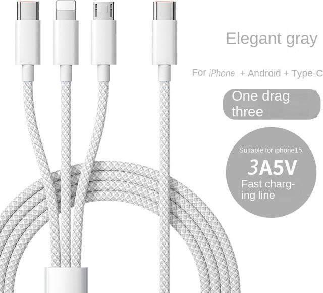 OIITH 3-in-1 USB-C auf Typ-C Schnellladekabel mit 100W und 5A in Blau - Bild 1