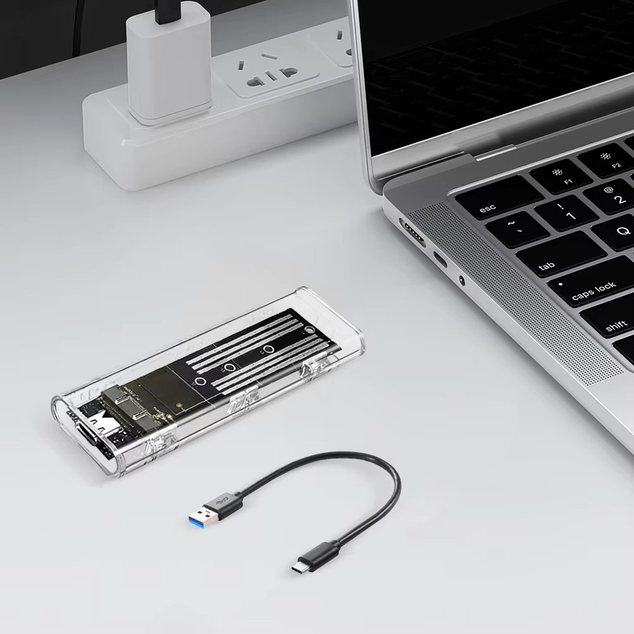 APWIKOGER Externes M.2 NGFF SATA SSD-Gehäuse mit USB 3.1 Typ C Anschluss, 10Gbps SSD-Adapter, transparent, kompatibel mit 2230/2242/2260/2280 - Bild 4