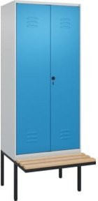 C + P Möbelsysteme Spind Classic PLUS Schwarz-Weiß-Spind mit Bank, 2 Abteile, Sicherheits-Drehriegel, Sitzfläche aus Buche-Hartholz, B/T/H: 212,0 x 80,0 x 81,5 cm - Bild 1