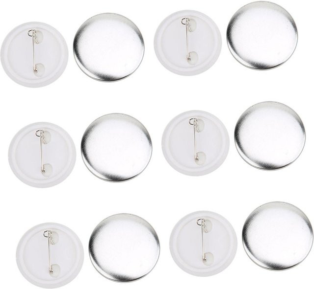 100 Sets DIY Abzeichen Pin Button Teile aus Metall in Weiß, Durchmesser: 37 mm - Bild 1