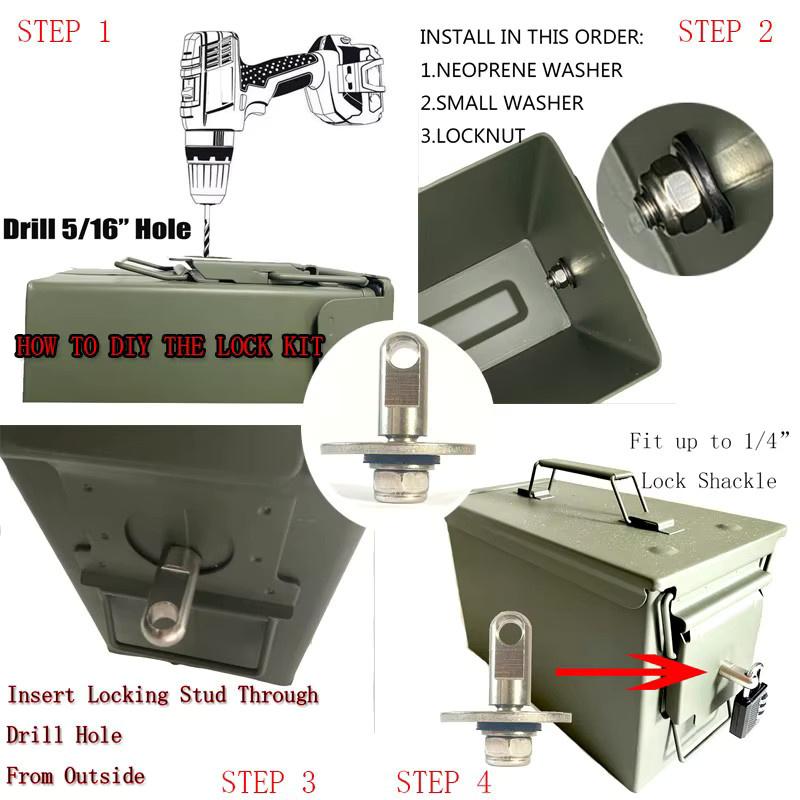 Hardware-Kit aus Stahl für Munitionsboxen und Bullet Safes, passend für 50 Cal und 30 Cal - Bild 4