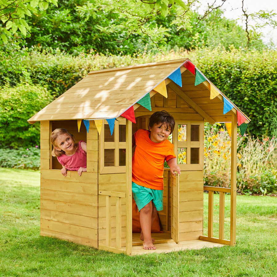 Holzspielhaus Villa von Zwerkules in Natur, B/H/T: 121 x 140 x 137 cm - Bild 3