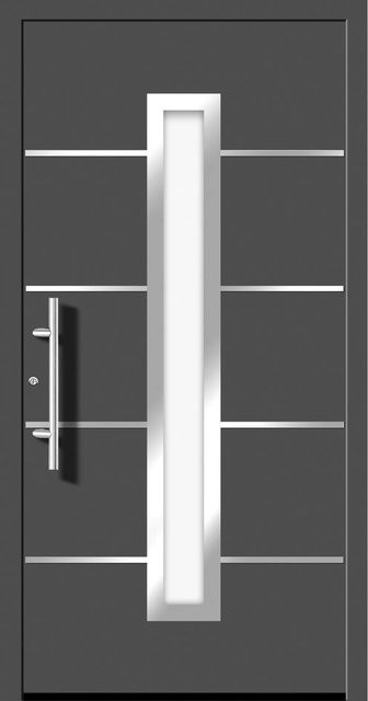 Aluminium-Haustür Splendoor Moderno M410/B mit Glaseinsatz in Anthrazit Metallic, Anschlag Links, B: 110 cm, H: 210 cm - Bild 1