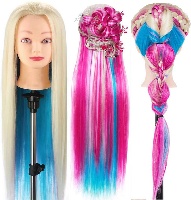 Synthetischer Haar-Mannequin-Kopf mit Klemmständer, 65 cm, Unisex - Bild 1