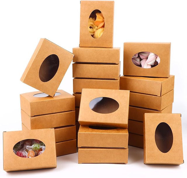 Mini-Kraftpapierboxen mit Fenster in Braun für Seifen, Süßigkeiten und Bäckerei-Produkte - Bild 1