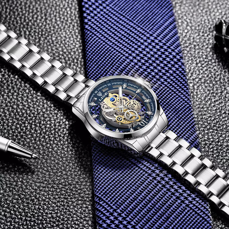 LIGE Armbanduhr Quarz, Edelstahl, Blau, Herren - Bild 5