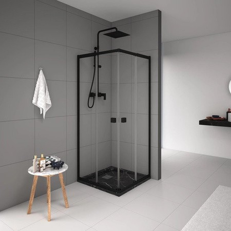 baliv Duschkabine DUK-90.12E Schwarz Matt Breite: 77-90 cm