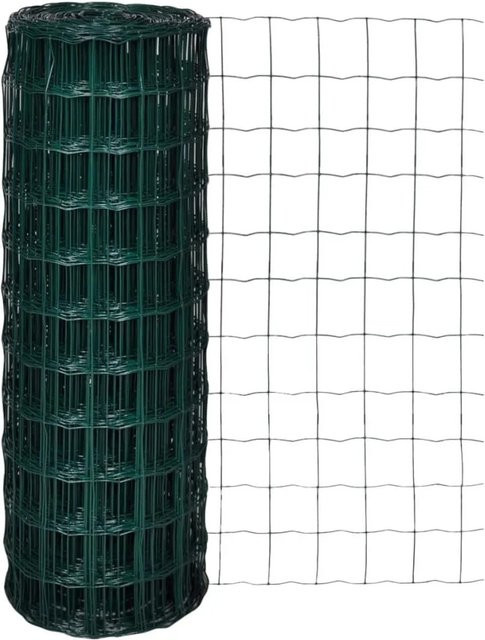 vidaXL Eurozaun aus Stahl mit PVC-Beschichtung in Grün, Breite: 25 m, Höhe: 1,7 m - Bild 1