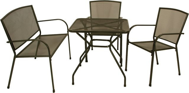 DEGAMO Gartenmöbel Garnitur CLASSIC 4-teilig aus Streckmetall in Anthrazit, Tisch Breite: 70 cm, Tiefe: 70 cm - Bild 1