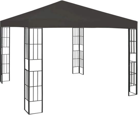 Furnicato Gartenpavillon aus Stahl und Polyester in Anthrazit und Schwarz mit Klettverschlüssen, B/T: 300 x 300 cm