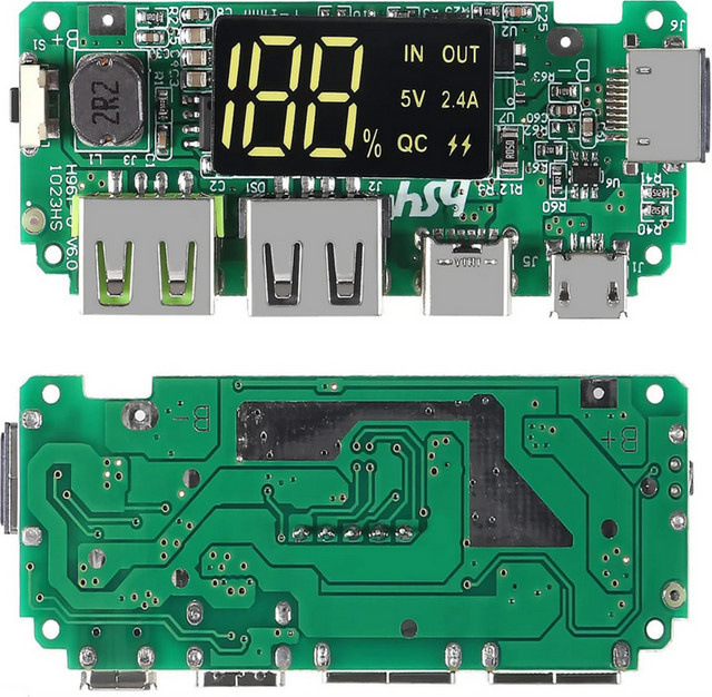 AOKIN Dual USB Power Bank Modul für 18650 Lithium Batterien, 5V 2.1A/2.4A Ladeplatine in Grün - Bild 1