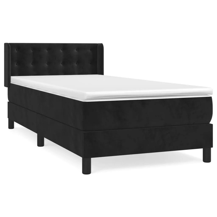 vidaXL Boxspringbett mit Matratze in Schwarz aus Samt, Hybrid-Design mit Taschenfederkern, B/T: 100 x 200 cm - Bild 2