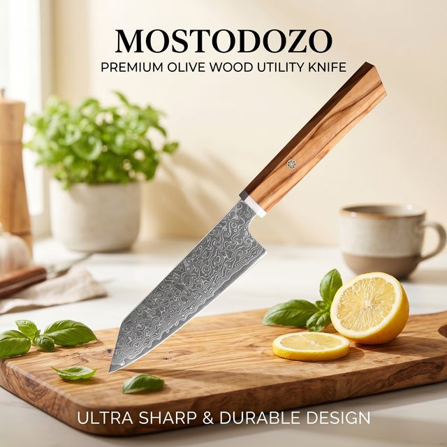 MOSTODOZO 5-Zoll-Küchenmesser aus 67-lagigem Damaststahl mit Holzgriff als scharfes Schälmesser für Obst und Gemüse - Bild 1