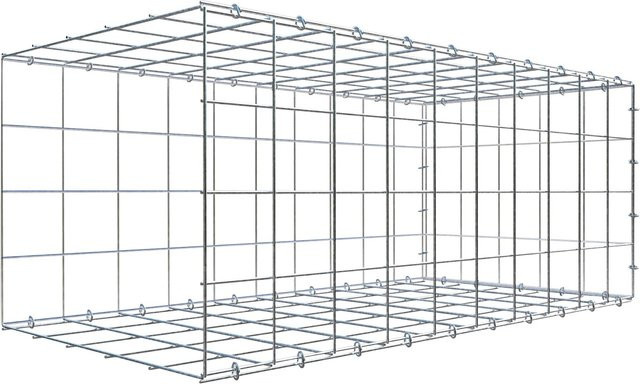 Gabiona C-Ring Anbaukorb Typ 2 aus Stahl, silbergrau, B/T/H: 40 x 100 x 50 cm, Maschenweite 10 x 10 cm - Bild 1