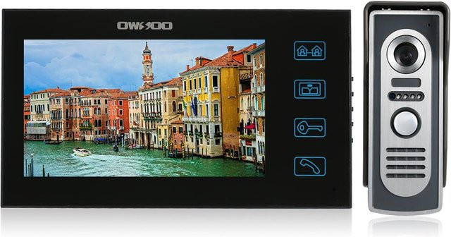 OWSOO 7-Zoll Farb-Video-Türsprechanlage mit Touchscreen, wasserdichter Außenkamera und Nachtsicht, Grau - Bild 1