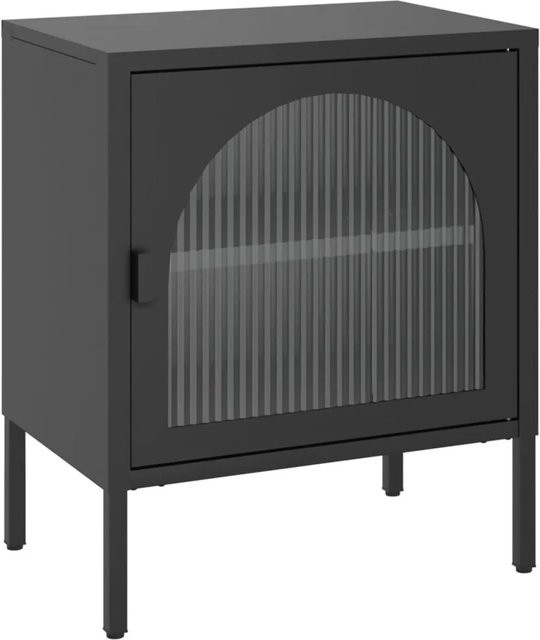 vidaXL Nachttisch aus Glas und Stahl in Schwarz, B/T/H: 50 x 35 x 60 cm - Bild 1