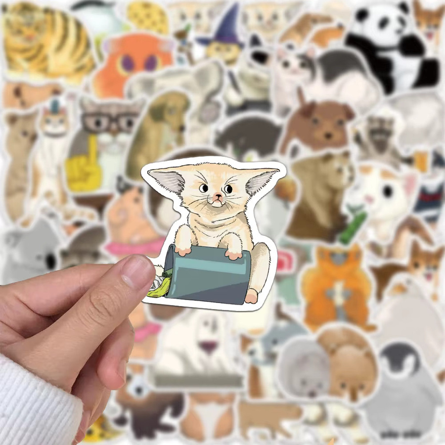 50 Stück Niedliche Cartoon Tier Aufkleber mit Katzen und Kaninchen in Multicolour für Gepäck und Notizbücher - Bild 2