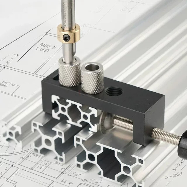 LTOOLS Aluminiumprofil-Bohrlehre für die Serien 20/30/40 in Schwarz – Universelles DIY-Werkzeug für präzise Lochstanz- und Senkerführung - Bild 1