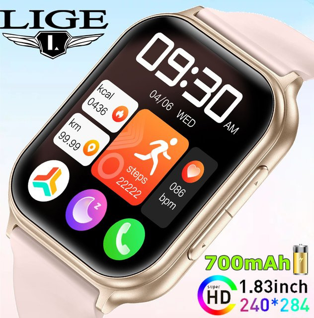 LIGE Smartwatch, Schwarz, Silikon, Unisex - Bild 1