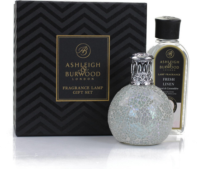 Ashleigh & Burwood Duftlampen Geschenkset Pearl in Weiß mit Fresh Linen Duft und Tealight - Bild 1