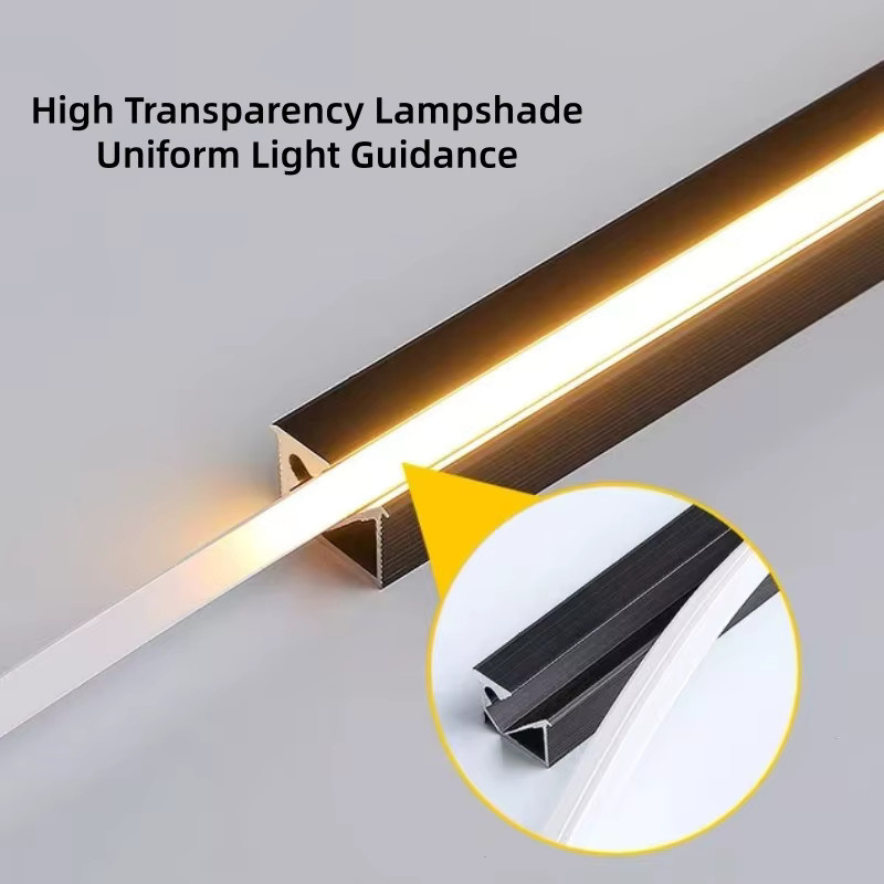 Ultradünnes LED-Aluminiumprofil für COB-Streifen in Warmweiß, Einbau-Lichtleiste mit 45 Grad Neigung für Möbel wie Kleiderschränke und Bücherregale, B/T/H: 1 x 1 x 1 cm - Bild 3
