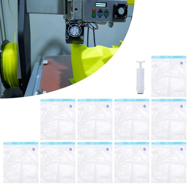 10 Stück Filament-Trockner-Vakuumversiegelungsbeutel für PLA 3D-Drucker-Teile mit Luftpumpen-Extraktor, feuchtigkeitsbeständig, weiß und transparent - Bild 1