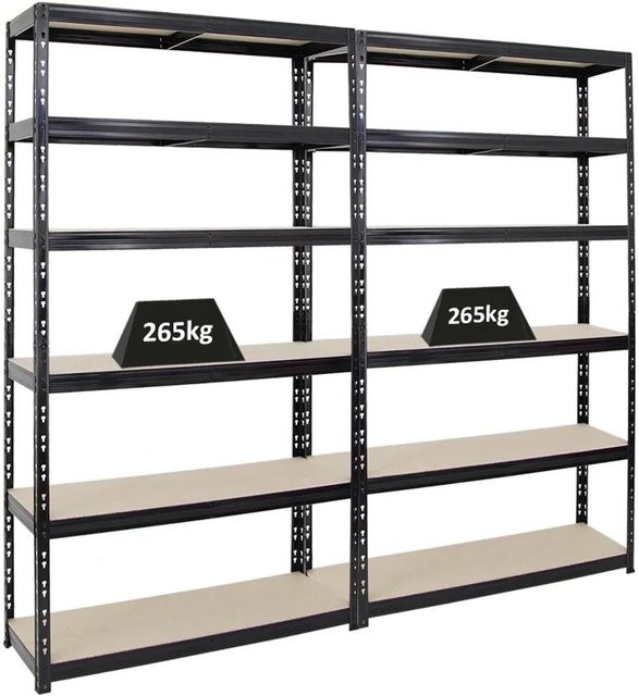 2x PROREGAL Schwerlastregal Giant Tiger XL, 6-Ebenen, Schwarz, H x B x T: 220 x 120 x 40 cm - Bild 1