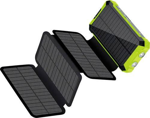 RealPower PB-20000 Solar Powerbank mit 20000 mAh in Grün mit USB-A, USB-C und micro-USB Anschlüssen - Bild 1