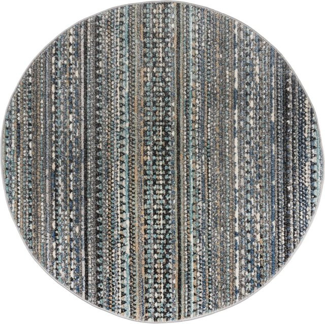 Flair Rugs Kurzflorteppich Camino in Blau mit geometrischem Design und Fransen, Durchmesser: 160 cm - Bild 1