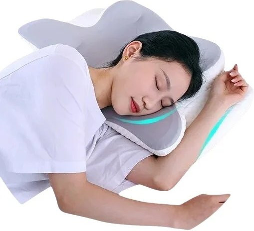 EGW Memory Foam Nackenkissen in Schmetterlingsform zur Entspannung und Zervikalstütze, Grau - Bild 1