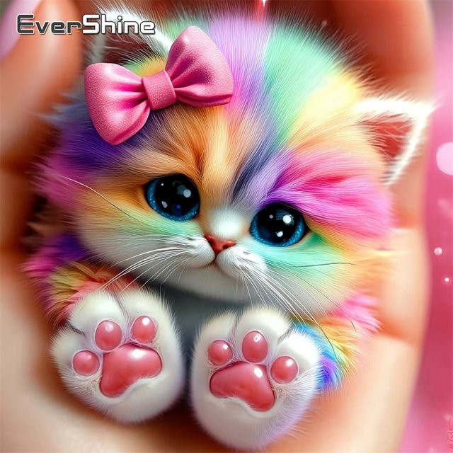 EverShine Diamant-Mosaik Set Katze in Multicolour als Strass-Stickerei für Kinder und Anfänger, B/H: 20 x 20 cm - Bild 1