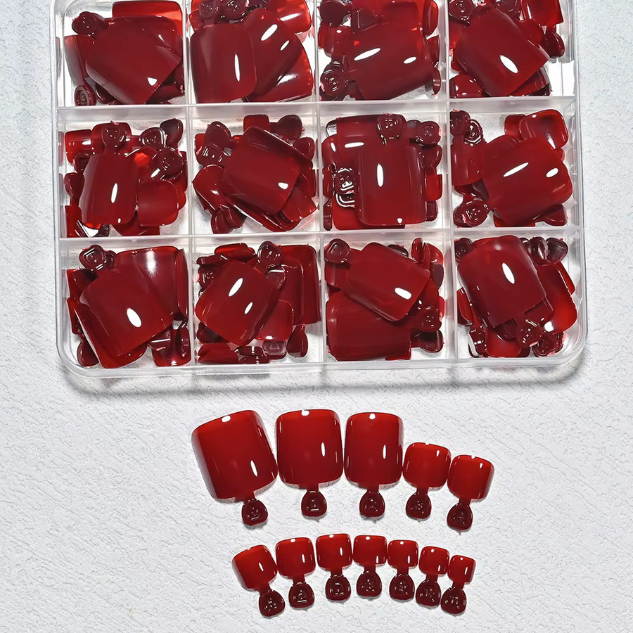 MAFANAILS Künstliche Zehennägel, weinrot, glänzend, 144 Stück, Unisex - Bild 2