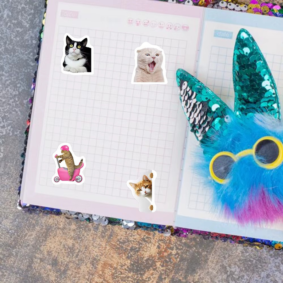 TYFYO Dankeschön Katzen Aufkleber mit niedlichen Cartoon-Tier Motiven, 500 Stück bunte Sticker aus Papier für Geschenkverpackungen, Backwaren und Geschäftsetiketten - Bild 2