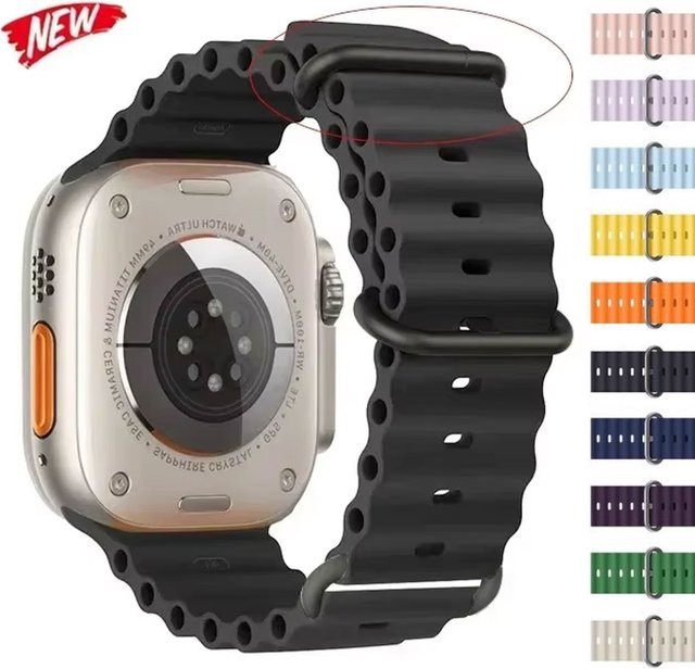 Uhrenarmband Ocean Band für Apple Watch, Silikon, Schwarz, Unisex - Bild 1