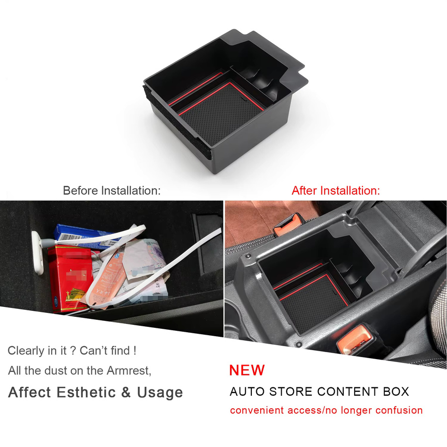 RUIYA Armlehnen-Ablagebox für Seat Ateca 2017-2025, Mittelarmlehnen-Organizer in Schwarz - Bild 2