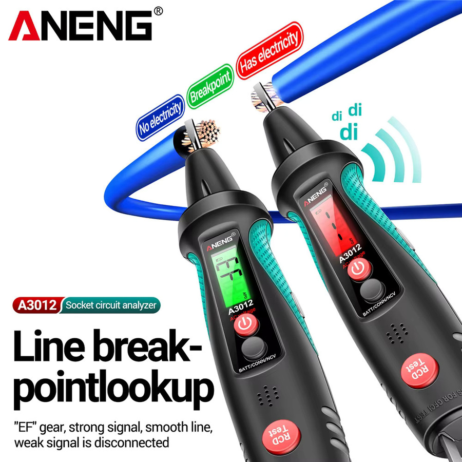 ANENG A3012 Stromkreisfinder und Steckdosentester mit AC/DC Spannungsprüfung, NCV-Funktion sowie Polaritäts- und Leckstromprüfung - Bild 4