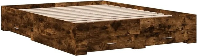 vidaXL Bettgestell mit Schubladen aus Holzwerkstoff in Räuchereiche, Braun, B: 160 cm, L: 200 cm, H: 163 cm - Bild 1