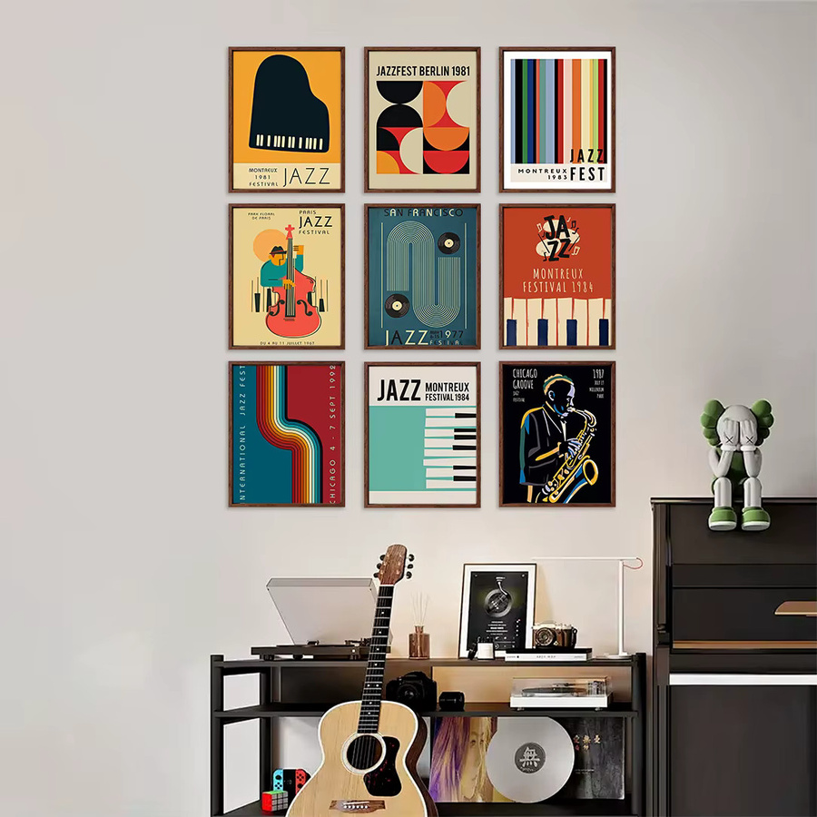 FajerminArt Jazz-Musik-Poster im Vintage-Stil als dekorative Wandkunst, mehrfarbig, ungerahmt - Bild 4