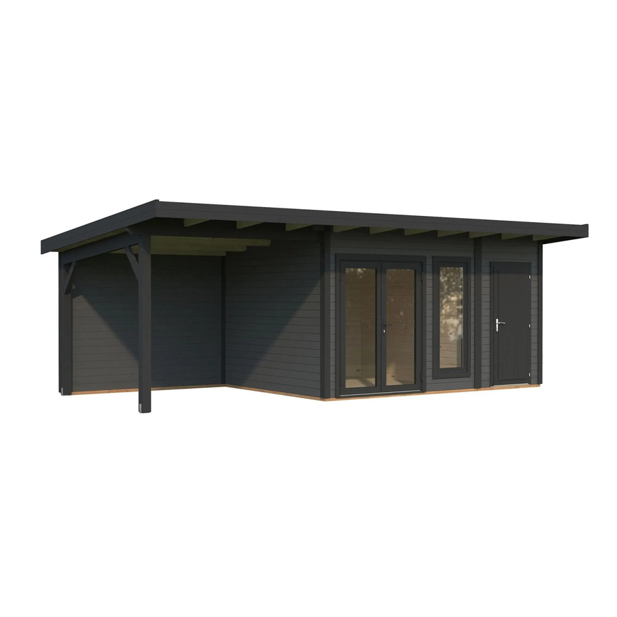 Palmako Holz-Gartenhaus Aurelia Pultdach in Grau und Anthrazit mit Boden und modernem Design B: 739 cm, T: 300 cm, H: 264 cm - Bild 2
