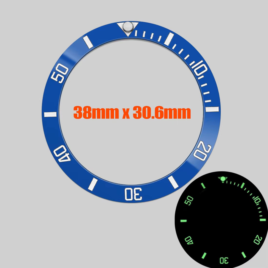 Keramik-Lünettenring, 38x30,6mm, blau grün, leuchtend, Unisex - Bild 2